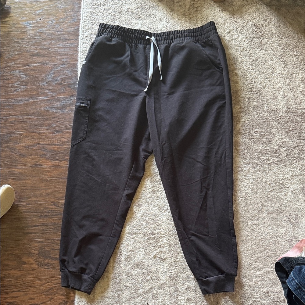 Figs Black Jogger Sweatpants with White Drawstring